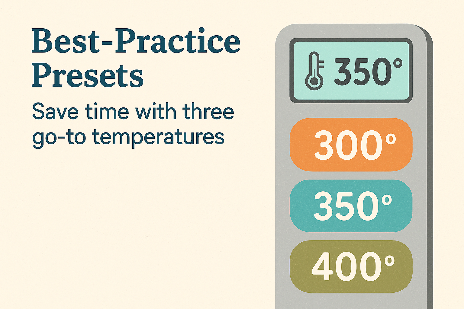 Illustration for: Best-Practice Presets: Save time with three go-to temperatures