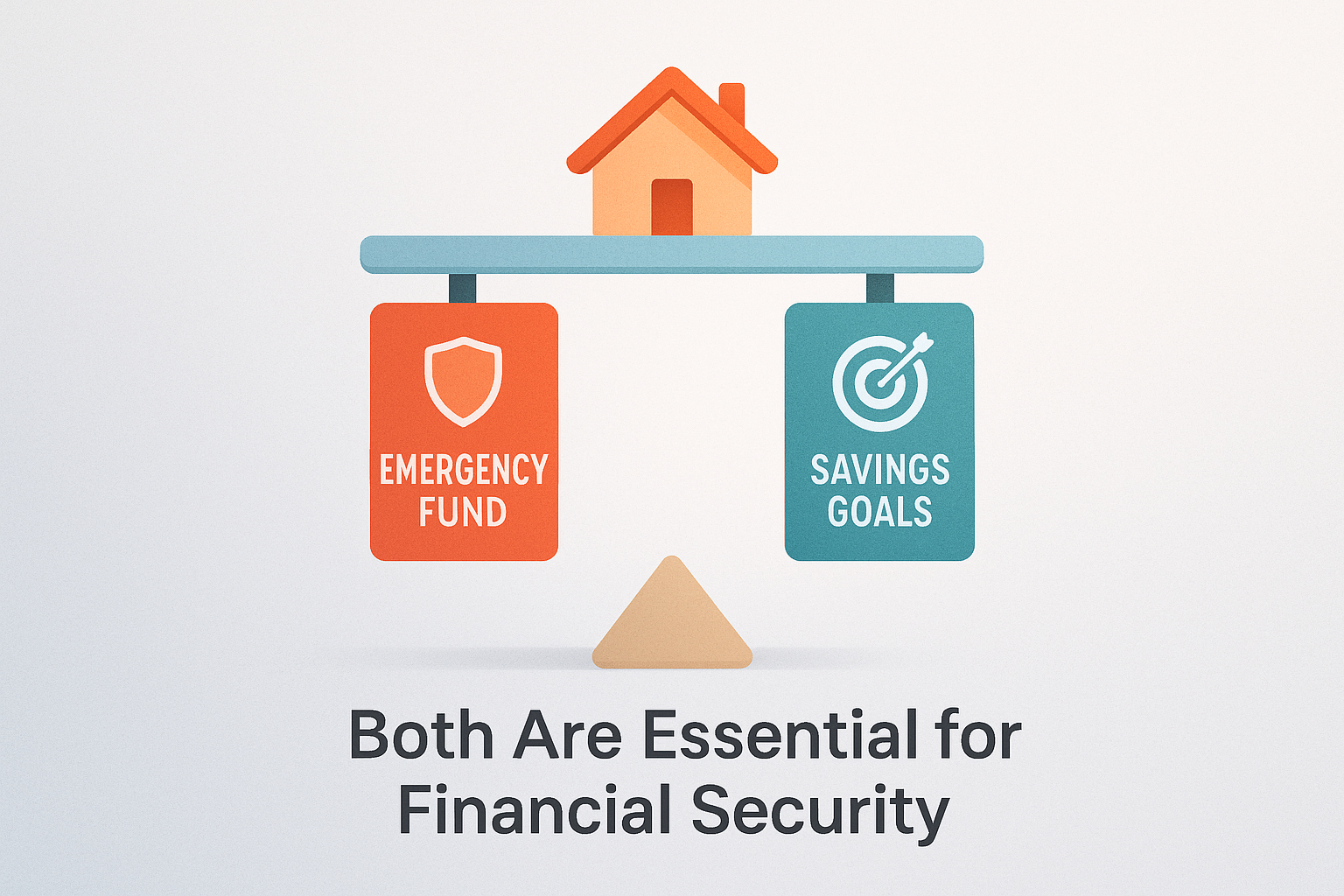Square 1024x1024 illustration of a balanced financial foundation concept. Image shows a stable platform or scale perfectly balanced with two