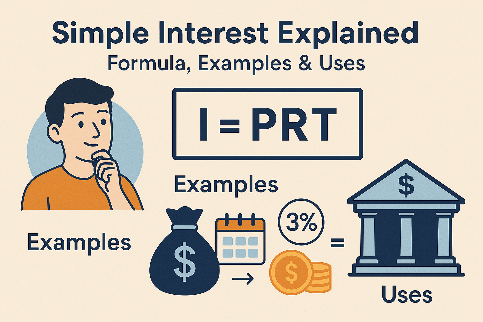 Illustration for: Simple Interest Explained – Formula, Examples & Uses