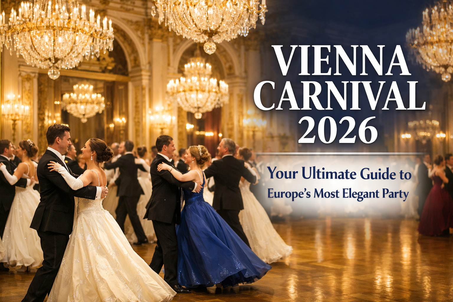 Cover image in 1536x1024 landscape format showing an elegant Vienna ballroom with chandeliers and dancers in formal attire (tuxedos and ball