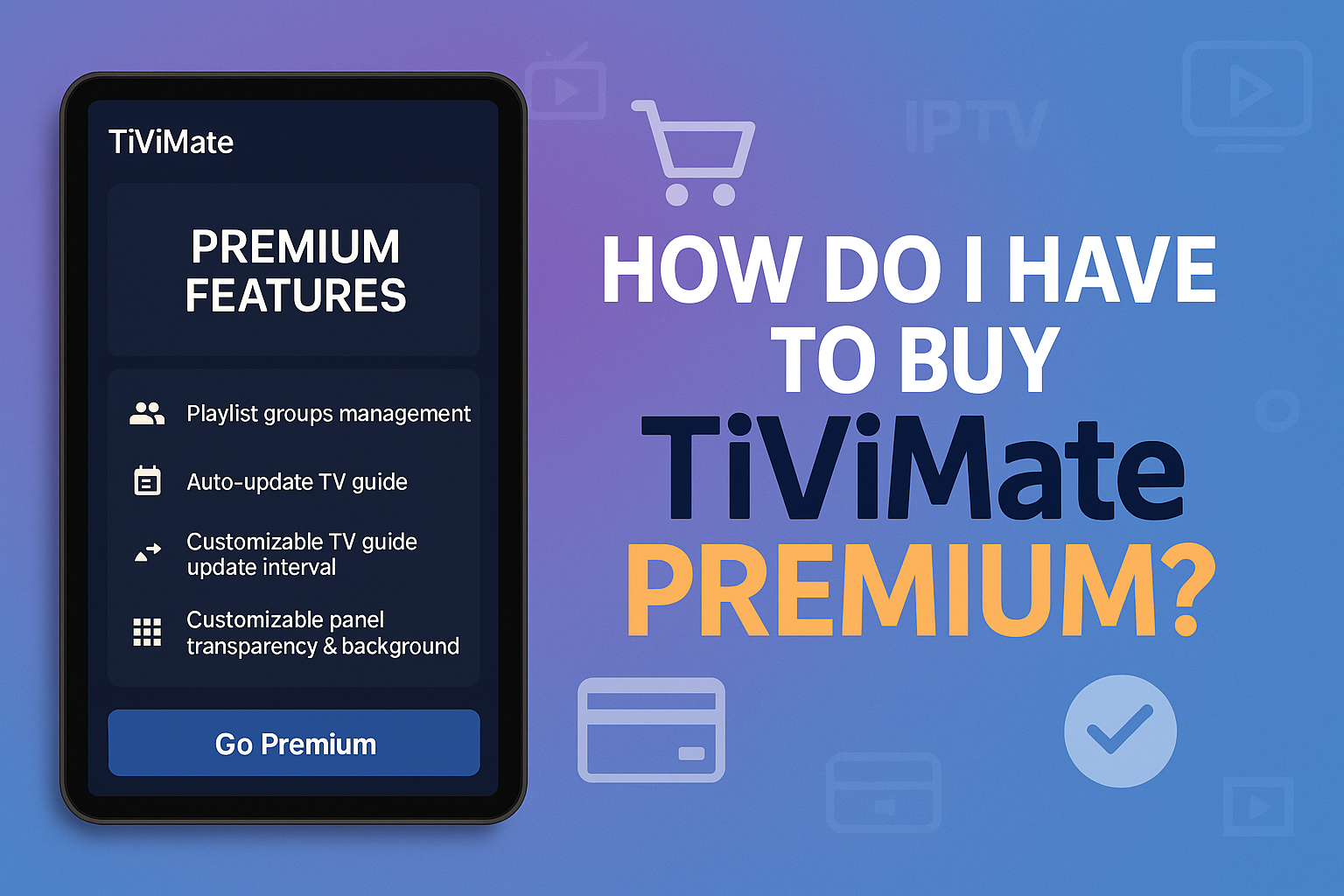 Cover image in 1536x1024 landscape format. Modern, clean design showing a smartphone or tablet displaying the TiVimate app interface with th