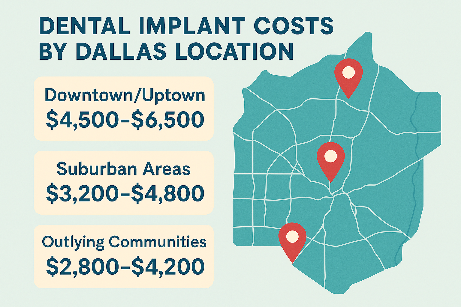 single tooth implant costs in Dallas 2025.