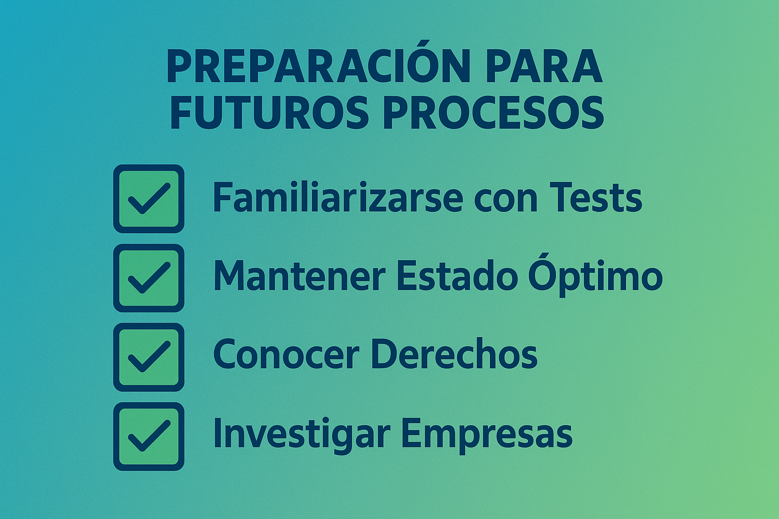 1536x1024 landscape image showing preparation strategies for future job applications. Display a checklist format with items like: "Familiari