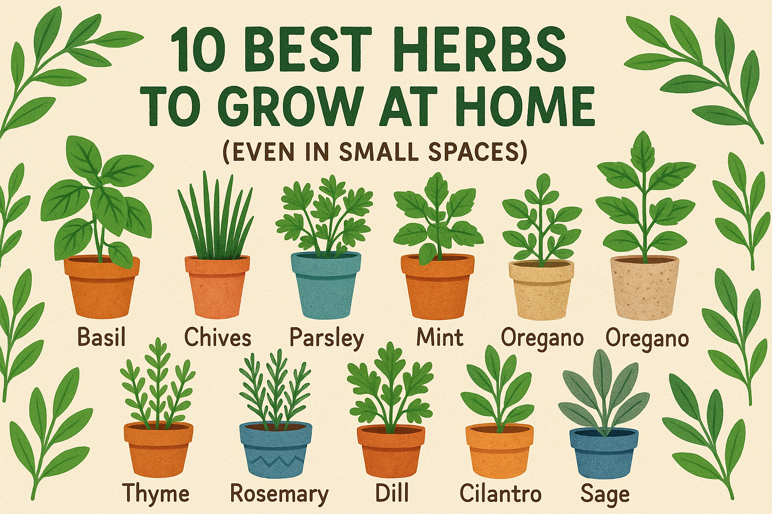 Illustration for: 10 Best Herbs to Grow at Home (Even in Small Spaces