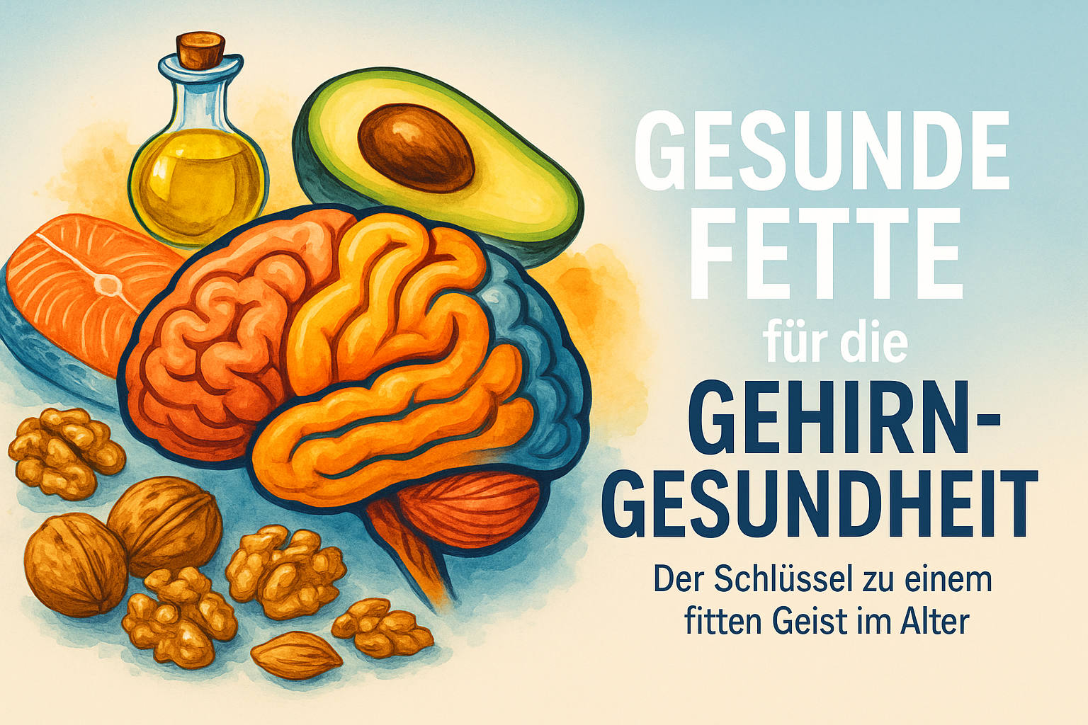 Gesunde fette für gesundes Gehirn. Symbolbild, Inforgrafik. 