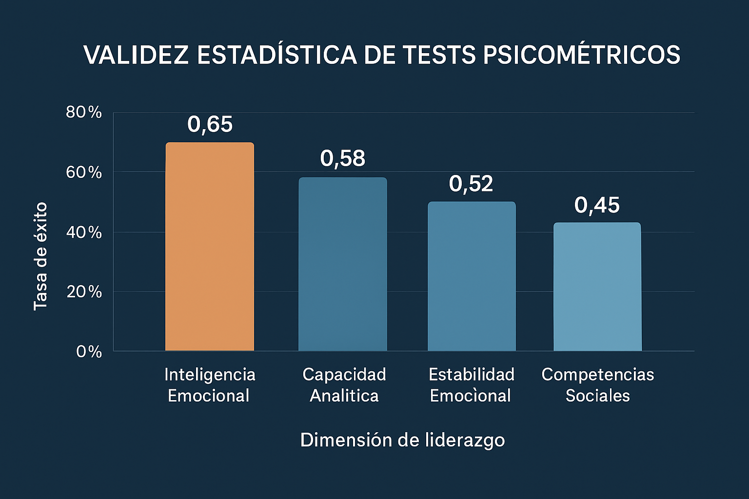 Data visualization in 1536x1024 landscape format showing correlation table between leadership dimensions and success rates. Display bar char
