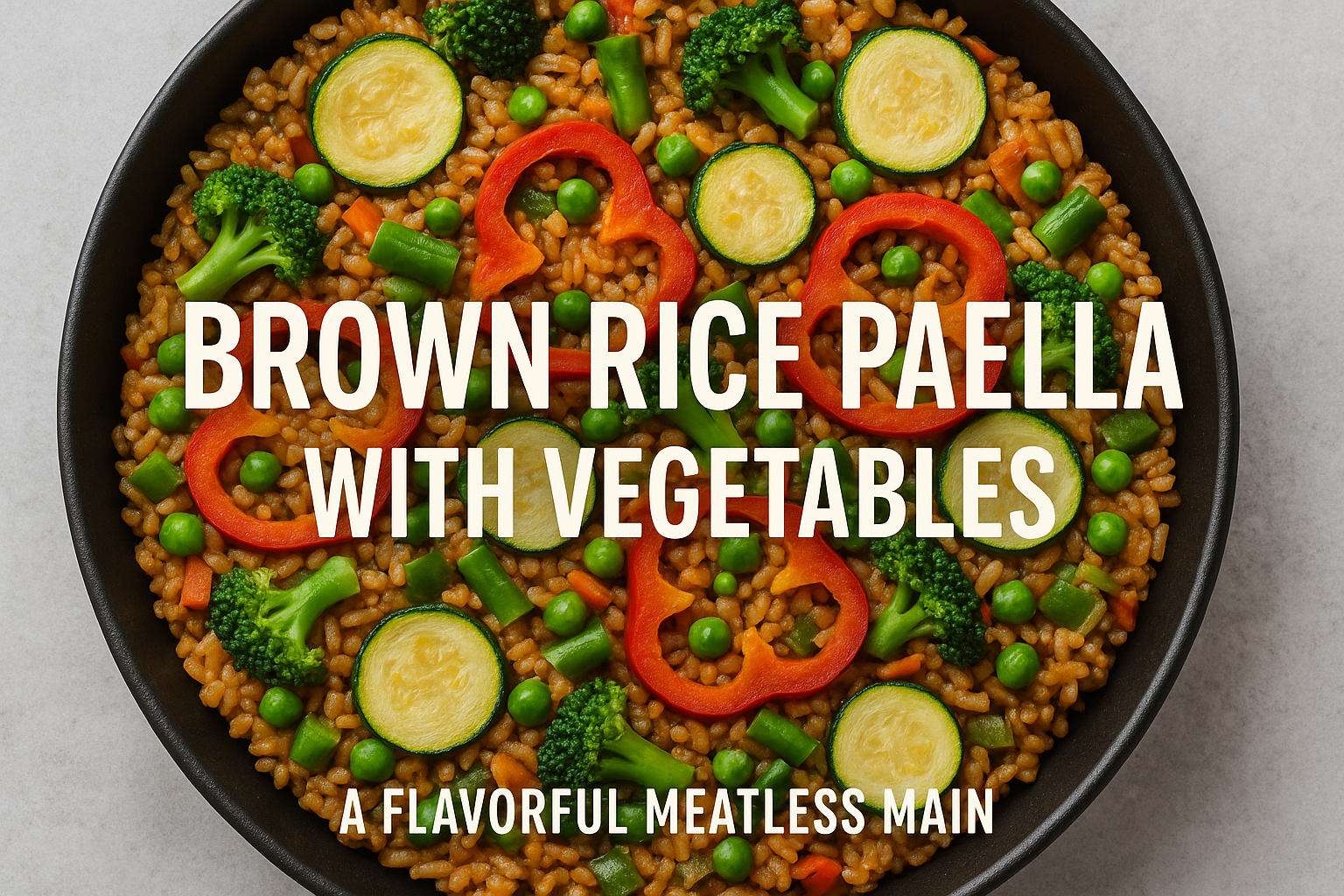 Cover for: Brown Rice Paella with Vegetables – A Flavorful Meatless Main