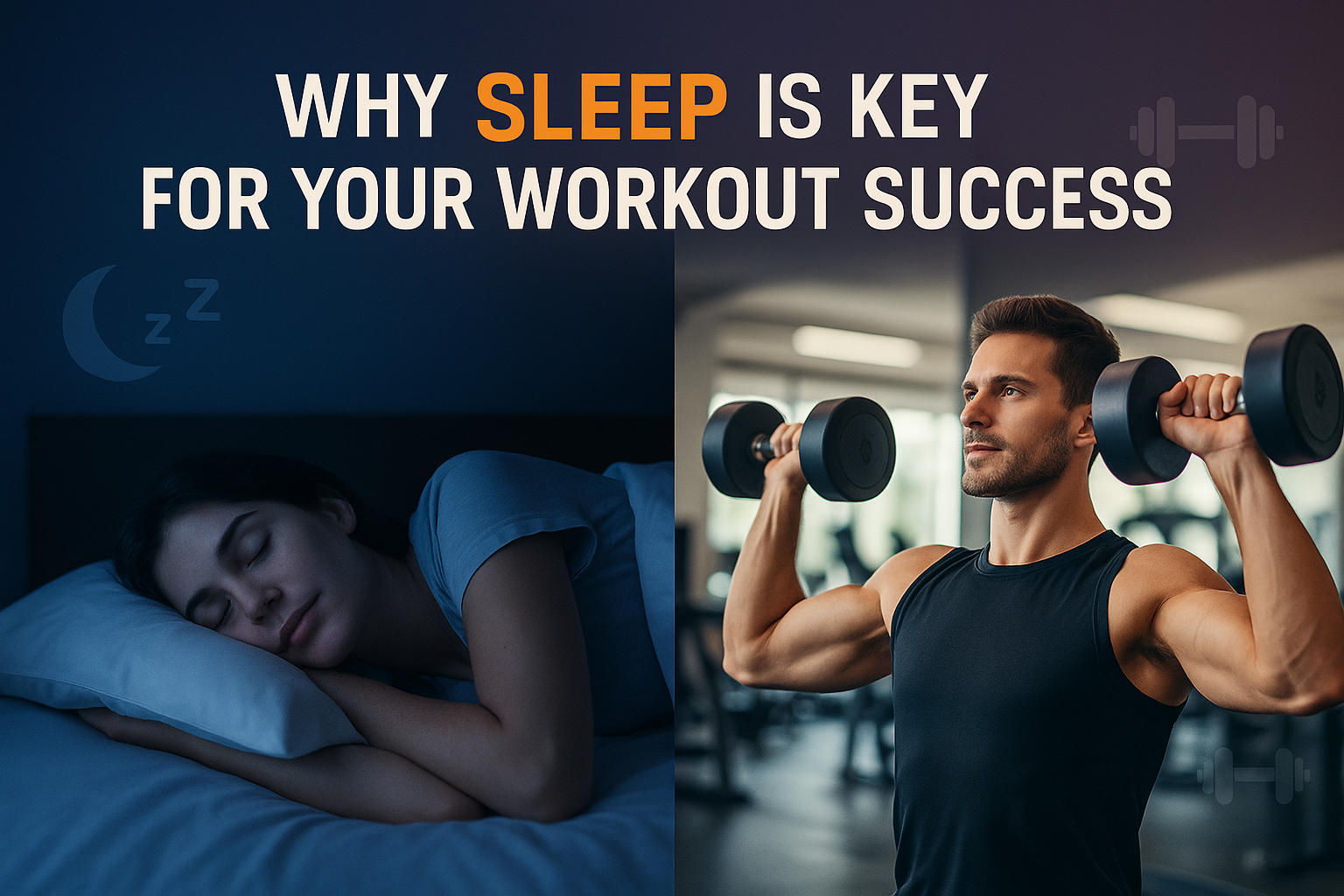 A beautifully designed landscape cover image (1536x1024) featuring a split composition: on the left side, a peaceful sleeping person in a da