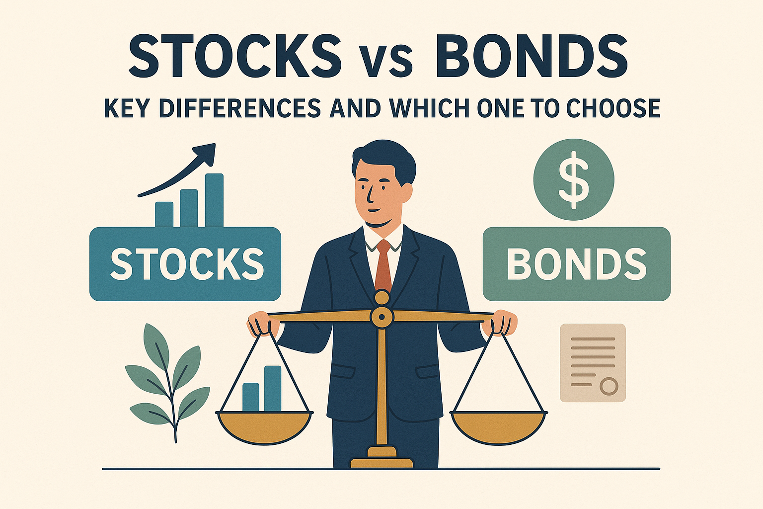 Illustration for: Stocks vs Bonds | Key Differences and Which One to Choose