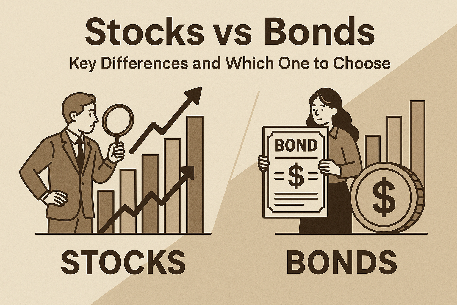 Illustration for: Stocks vs Bonds | Key Differences and Which One to Choose